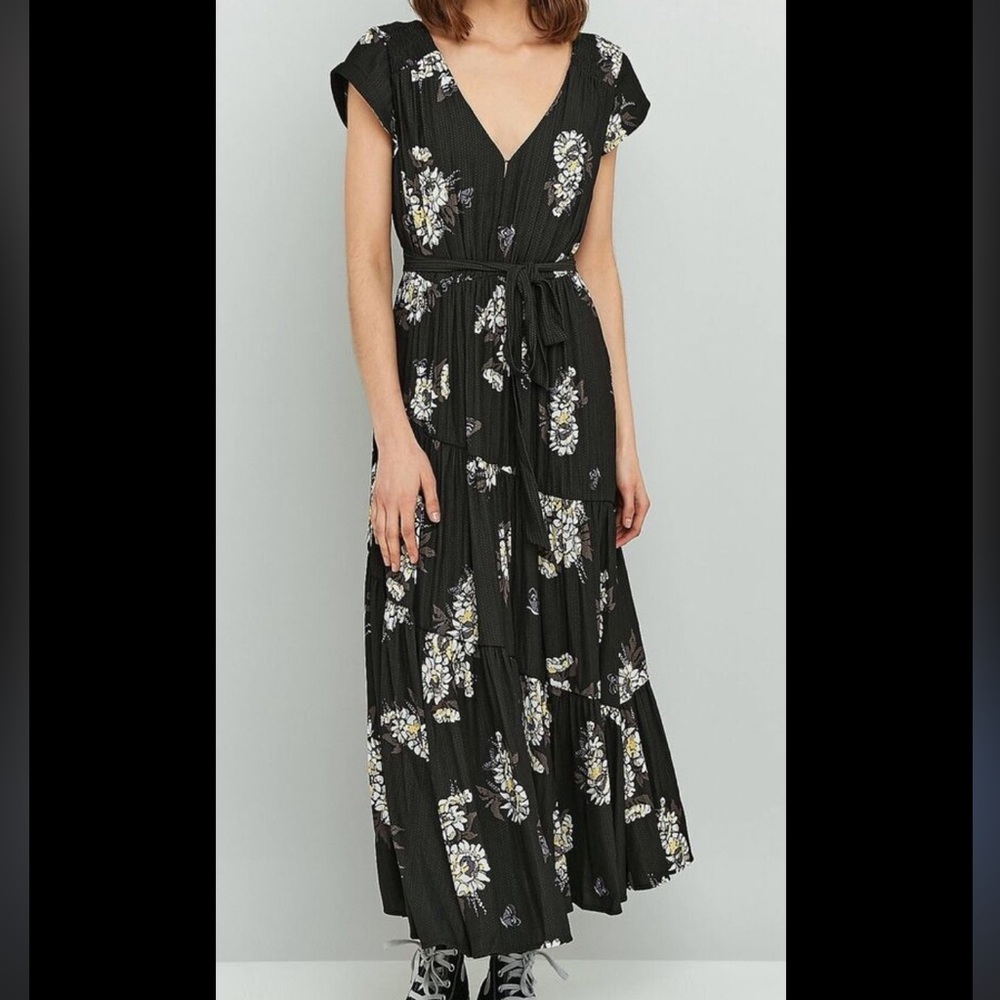 NWT Free People All I Got Floral Maxi Dress Black